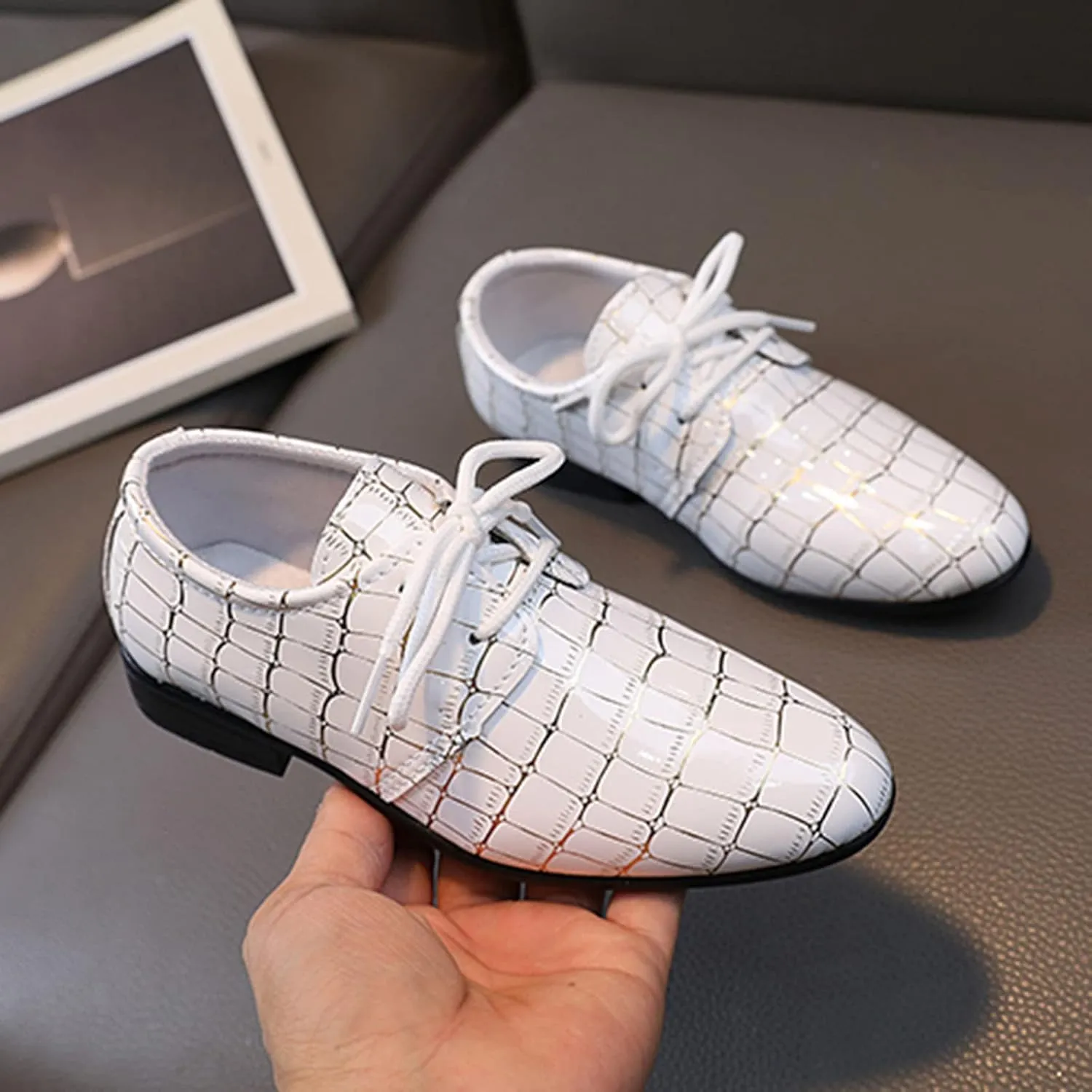 Boys Pointed Toe Dress Shoes Boy’s Dress Oxford Formal Shoes Toddler Lace Up Loafer Wedding Shoes Big Girls Dress Shoes
