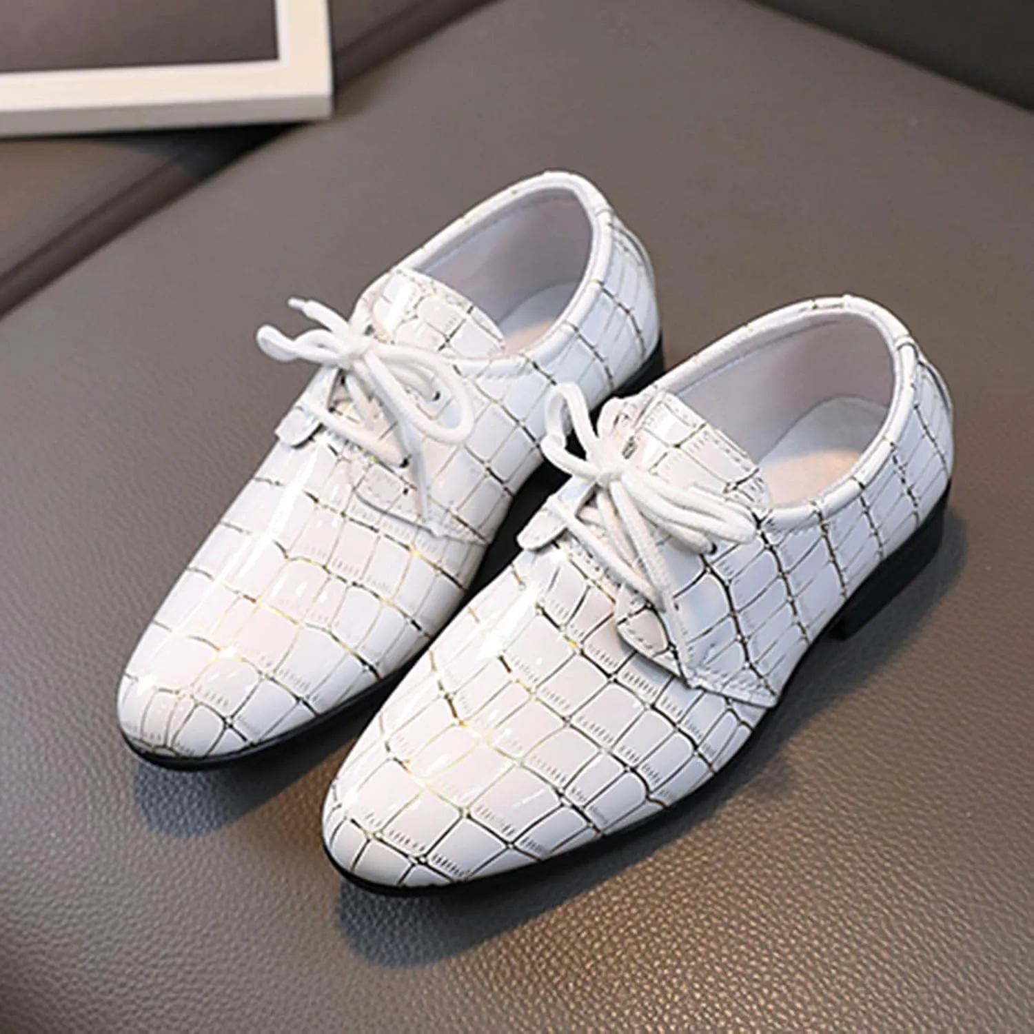 Boys Pointed Toe Dress Shoes Boy’s Dress Oxford Formal Shoes Toddler Lace Up Loafer Wedding Shoes Big Girls Dress Shoes