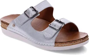 Brighton Women's Orthotic Slip-Ons - Premium Leather - Removable Contoured Footbed - Adjustable Straps with Non-Functional Buckles - Arch Support