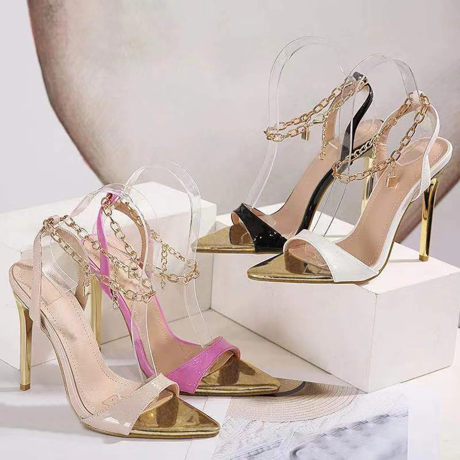 for Women 2025 Low Block Open Sandals Square Toe Bridal Shoes Ankle Strap Summer Heels