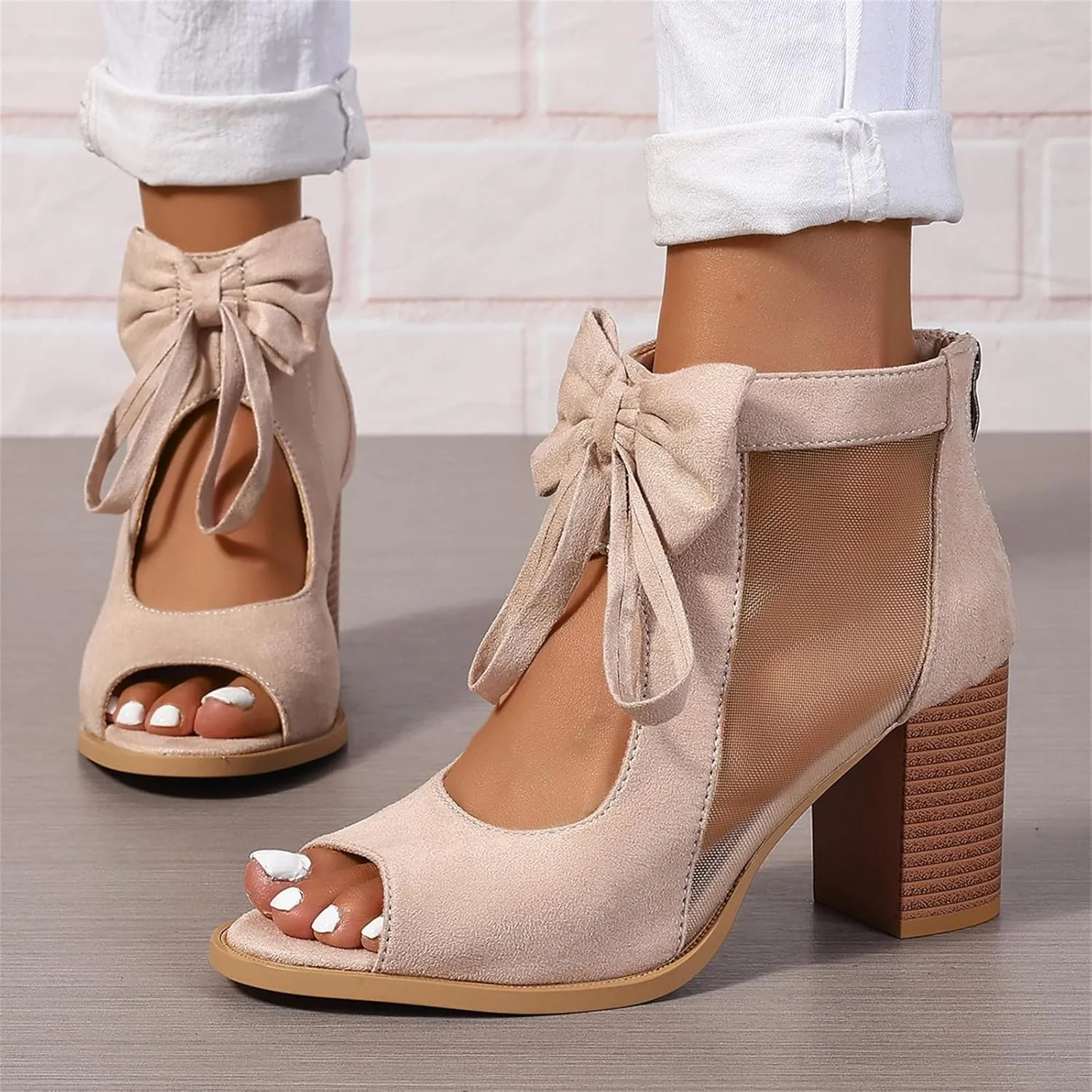 Ladmiple Chunky Heels For Women Dressy Sandals Open Toe Ankle Strap Comfortable Party Dress Wedding Pumps Shoes Block Heels