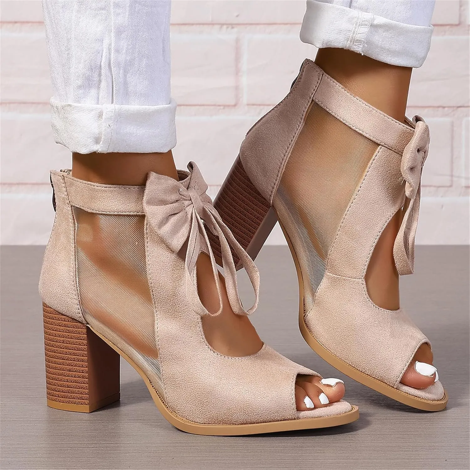 Ladmiple Chunky Heels For Women Dressy Sandals Open Toe Ankle Strap Comfortable Party Dress Wedding Pumps Shoes Block Heels