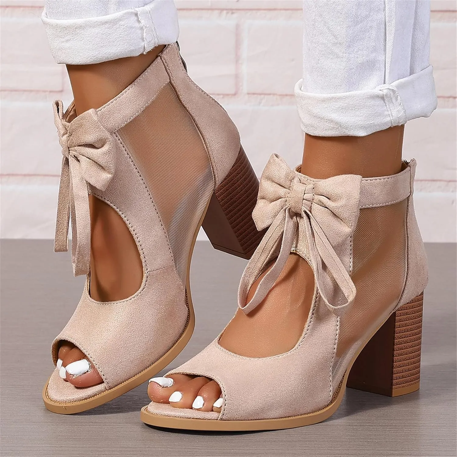 Ladmiple Chunky Heels For Women Dressy Sandals Open Toe Ankle Strap Comfortable Party Dress Wedding Pumps Shoes Block Heels