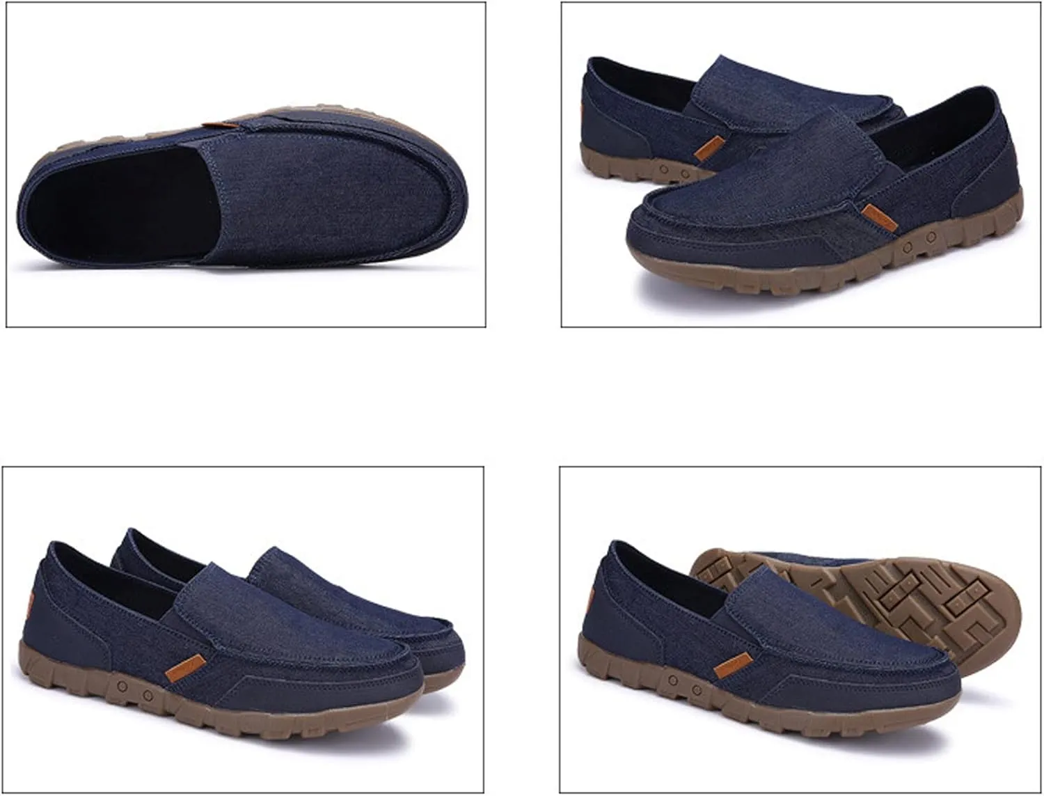 Men's Canvas Slip On Boat Shoes Deck Shoes,Casual Vintage Non-Slip Lightweight Breathable Arch Support Loafers Walking Driving Shoes