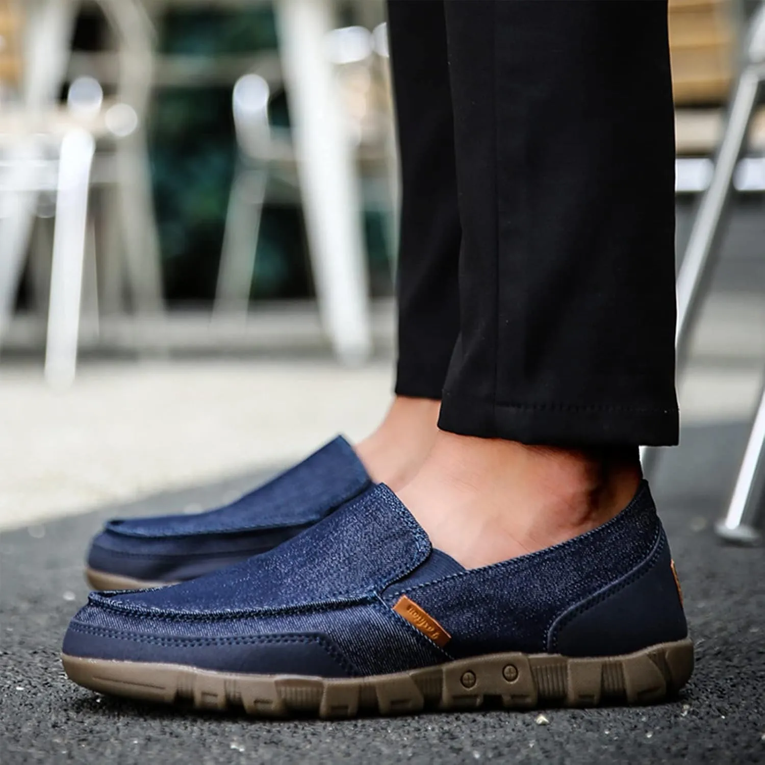 Men's Canvas Slip On Boat Shoes Deck Shoes,Casual Vintage Non-Slip Lightweight Breathable Arch Support Loafers Walking Driving Shoes
