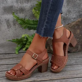 Orthopedic Wedge Sandals for Women Comfortable,Fashion Chunky Heels Sandals Women Comfy Open Toe Block Heeled Sandals Ankle Strappy Corks Heels Chunky Platform Heels for Women Summer Dress Shoes 