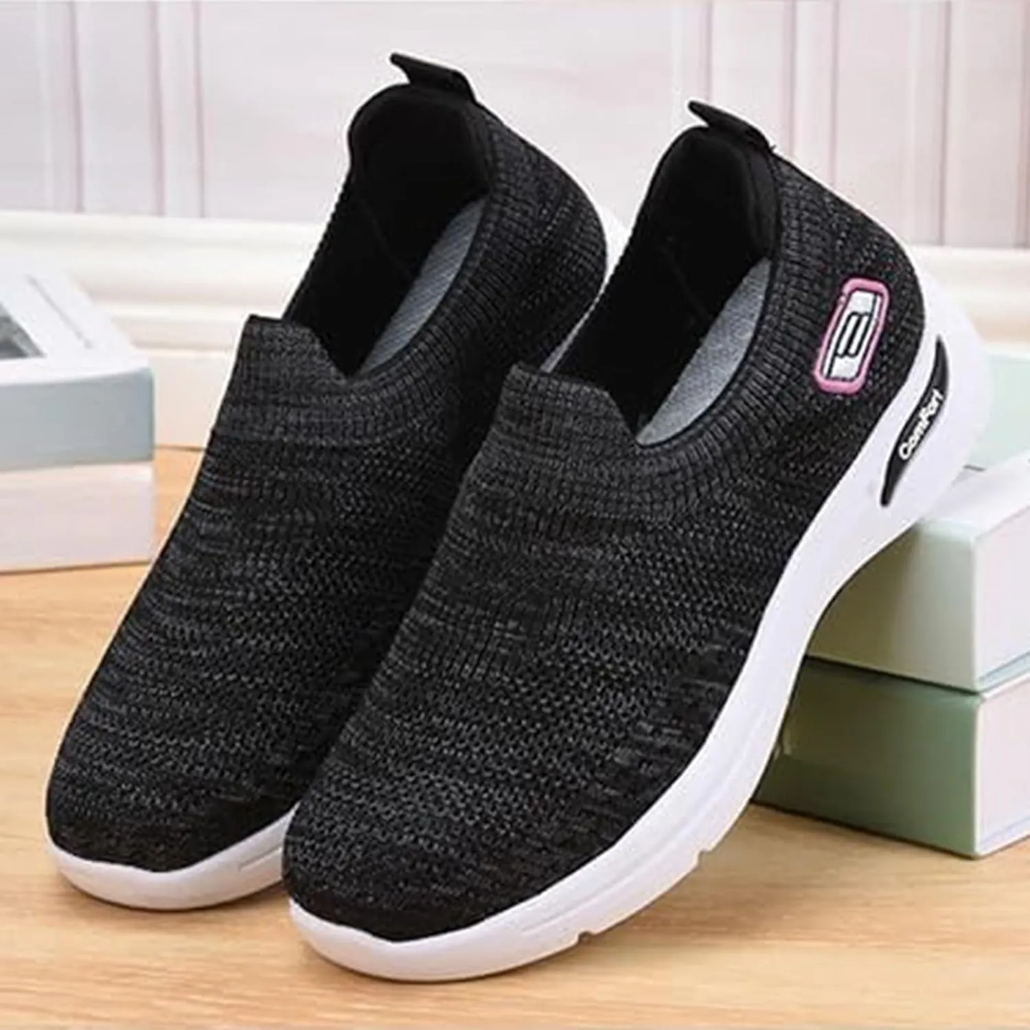 Slip On Walking Shoes for Women Orthopedic Nurse Shoes Hands Free Slip-Ins Go Walk Sneakers Tennis Comfort Wear Orthowear Shoe for Diabetic Neuropathy Plantar Fasciitis Breathable & Comfortable
