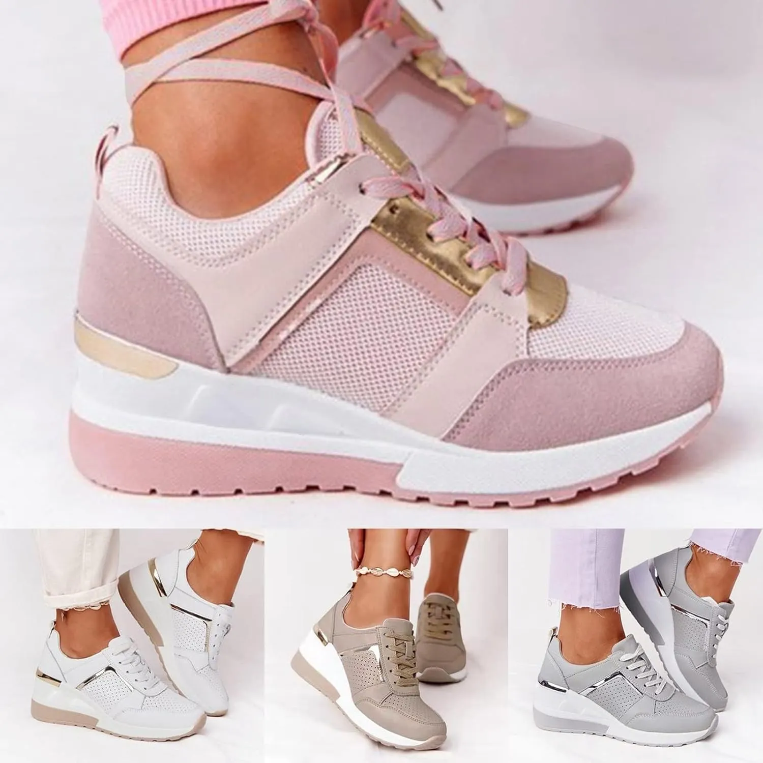 Walking Shoes Women Arch Support Slip On Sneakers Comfortable Non Slip Orthopedic Shoes Thick Running Tennis Shoes