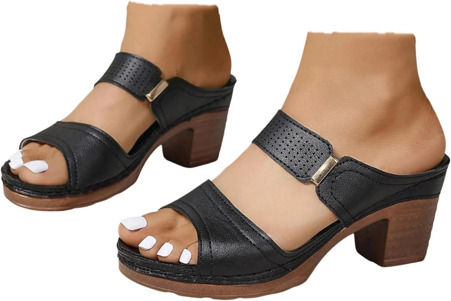 Women'S Platform Chunky Block Heels Sexy Open Toe High Heel Sandals Casual Thick Heel Lightweight Breathable Stylish Shoe Beach Vacation Outdoor Comfortable Sandals