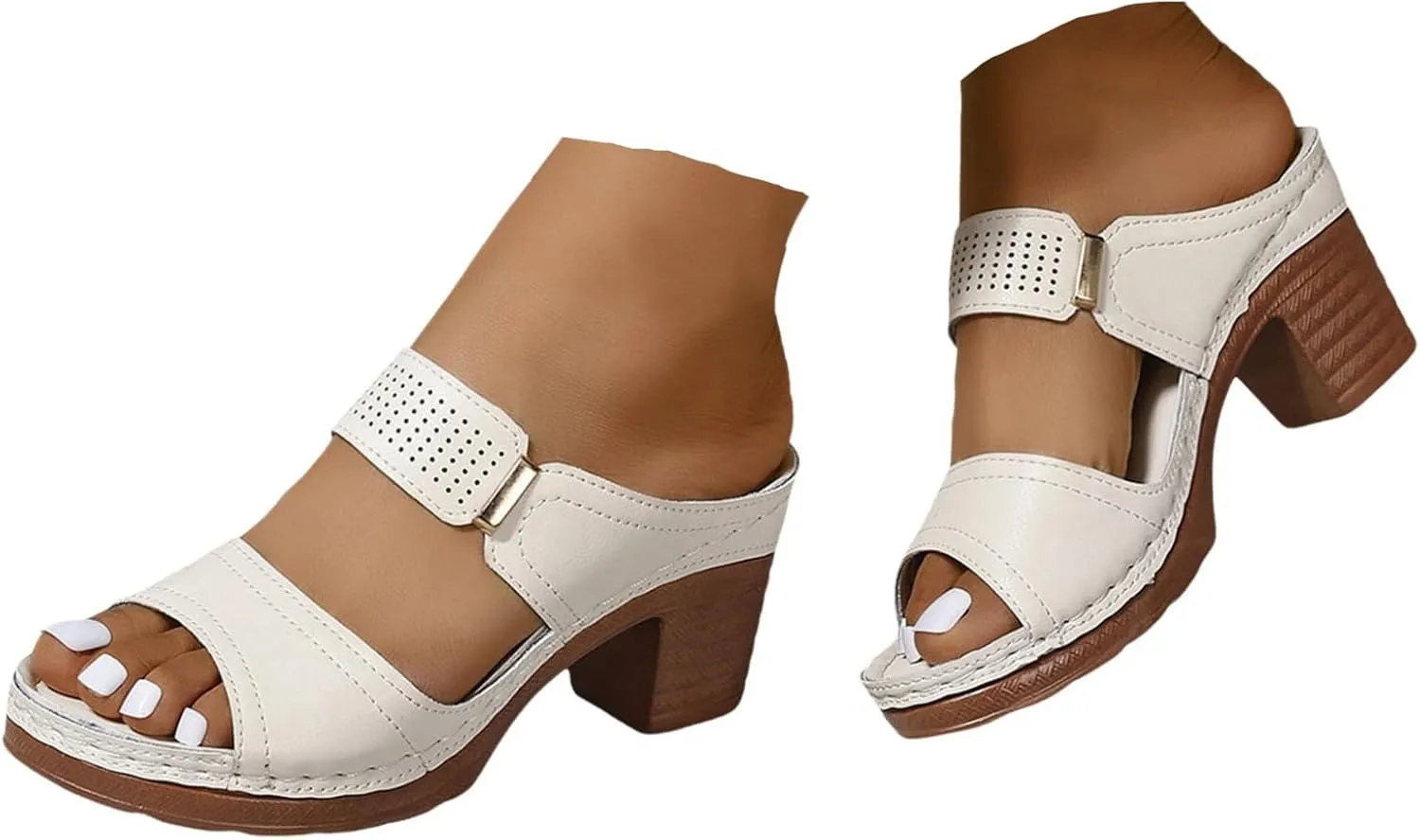 Women'S Platform Chunky Block Heels Sexy Open Toe High Heel Sandals Casual Thick Heel Lightweight Breathable Stylish Shoe Beach Vacation Outdoor Comfortable Sandals