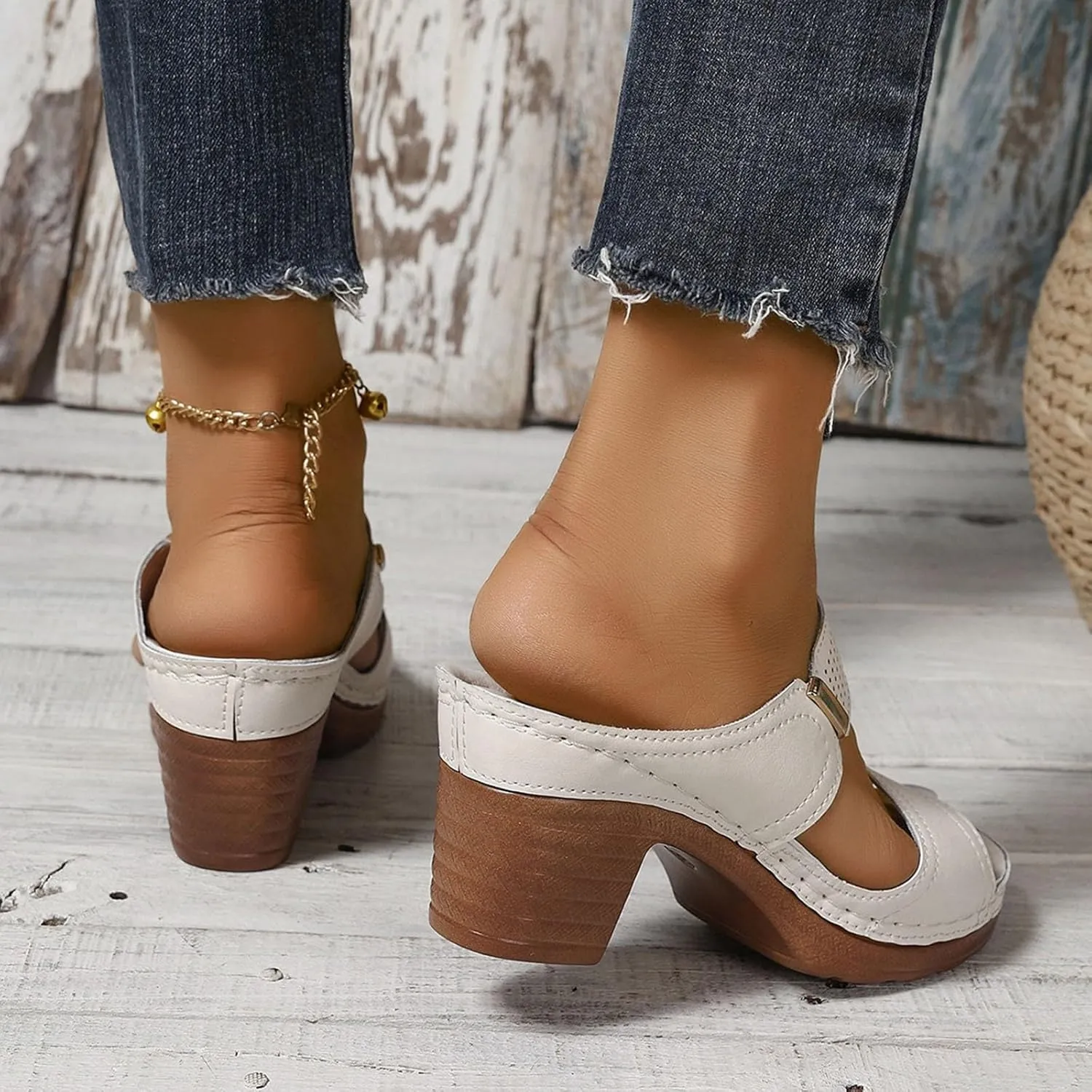 Women'S Platform Chunky Block Heels Sexy Open Toe High Heel Sandals Casual Thick Heel Lightweight Breathable Stylish Shoe Beach Vacation Outdoor Comfortable Sandals