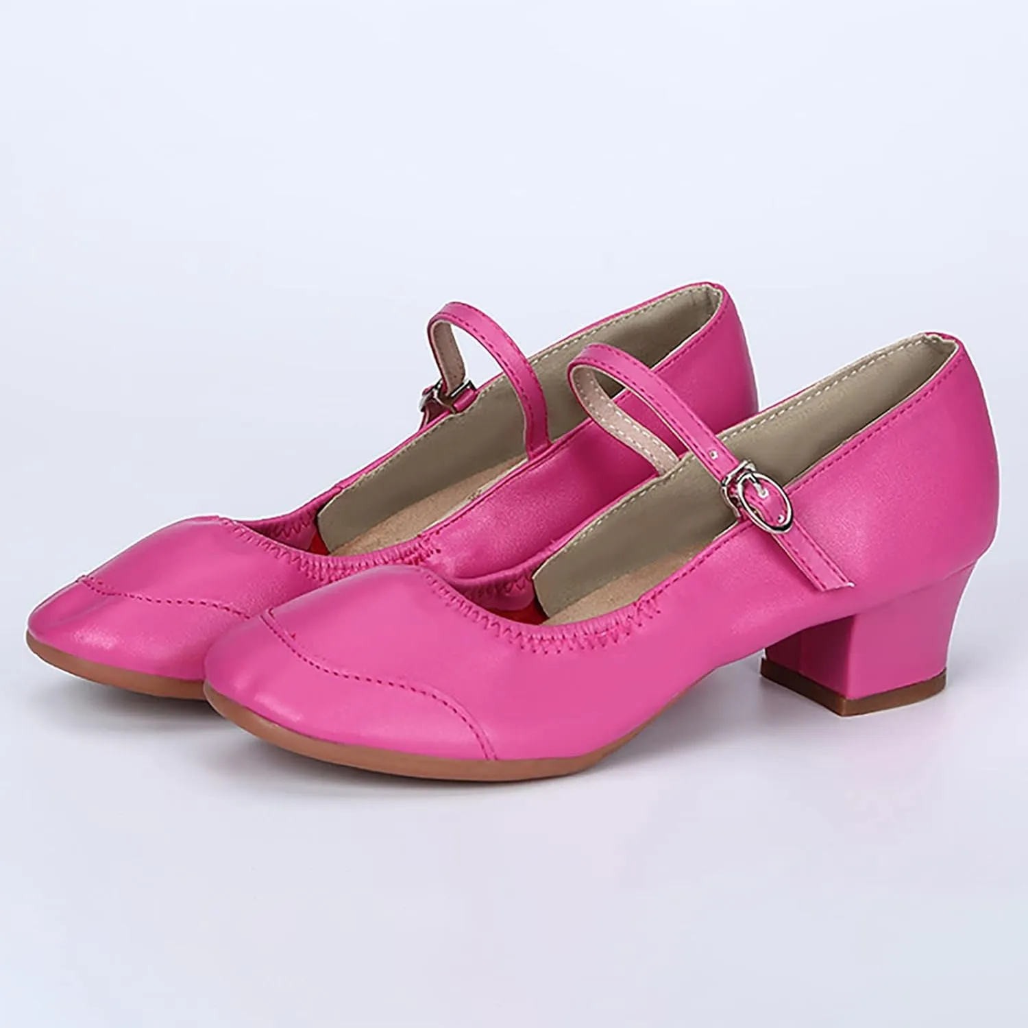 Women's Solid Color Full Sole Rubber Low Heel Thick Heel Dance Shoes Sandals Slides Women Adjustable Sandals