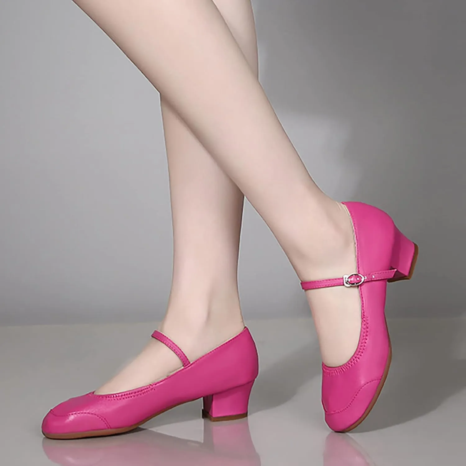 Women's Solid Color Full Sole Rubber Low Heel Thick Heel Dance Shoes Sandals Slides Women Adjustable Sandals