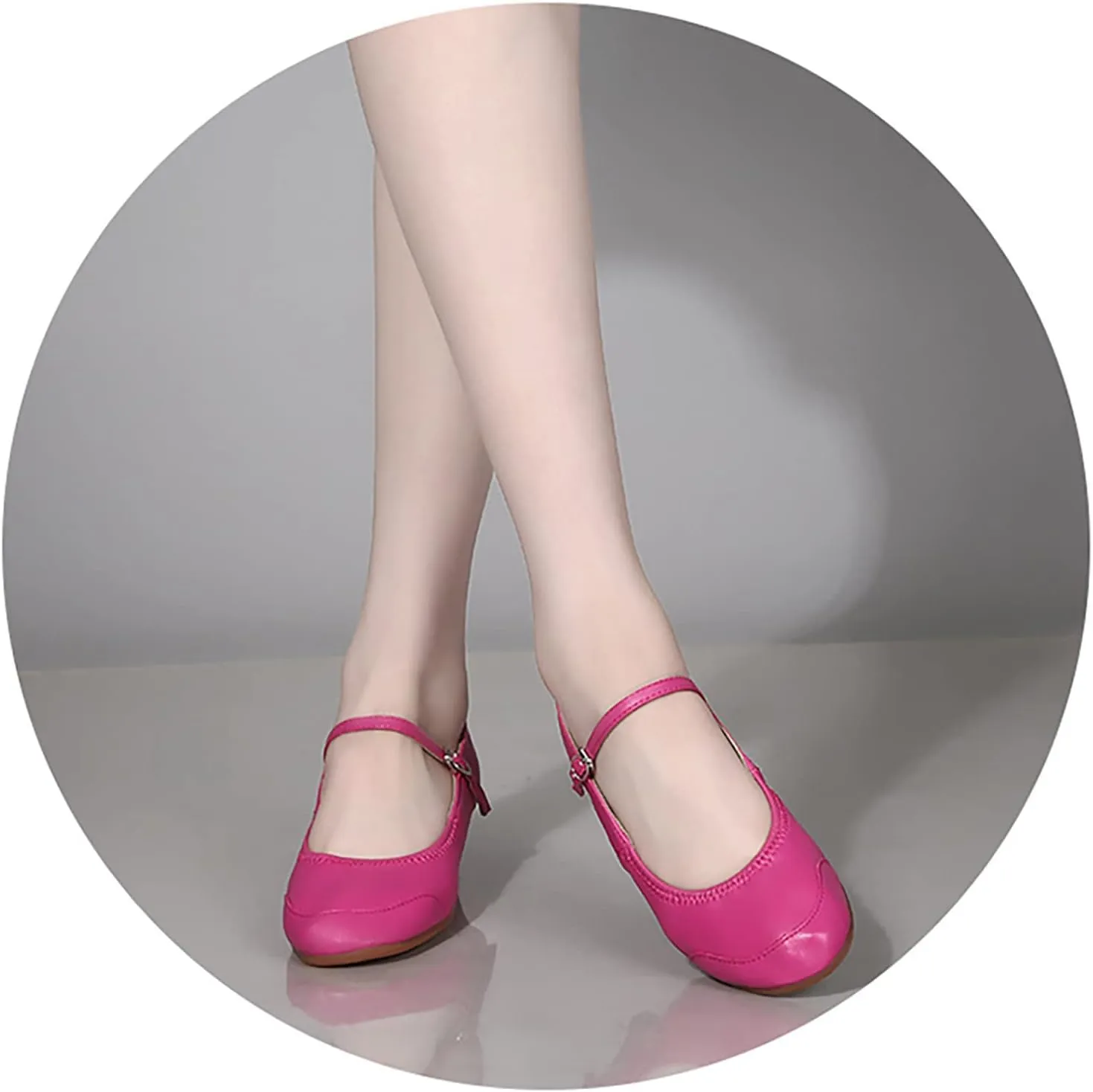 Women's Solid Color Full Sole Rubber Low Heel Thick Heel Dance Shoes Sandals Slides Women Adjustable Sandals