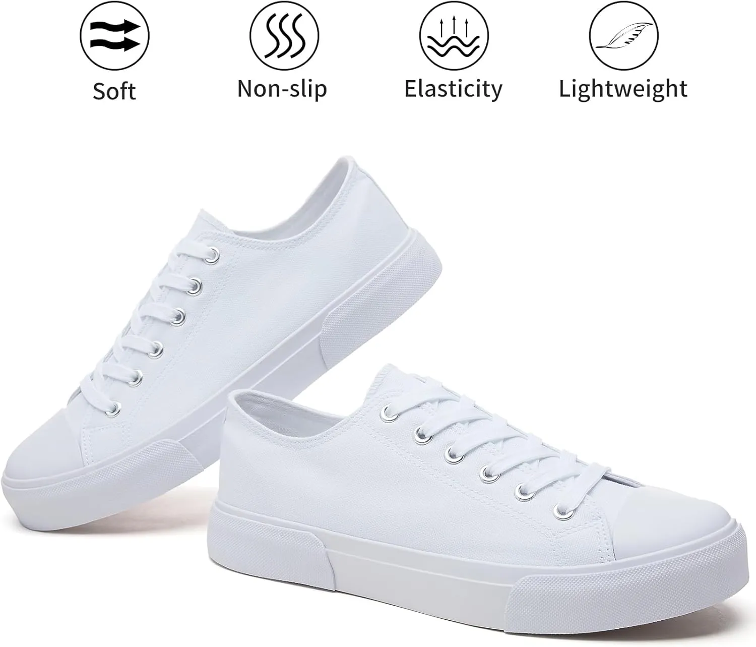 yageyan Men Canvas Low top Shoes Classic Casual Sneakers Black and White Fashion Shoes