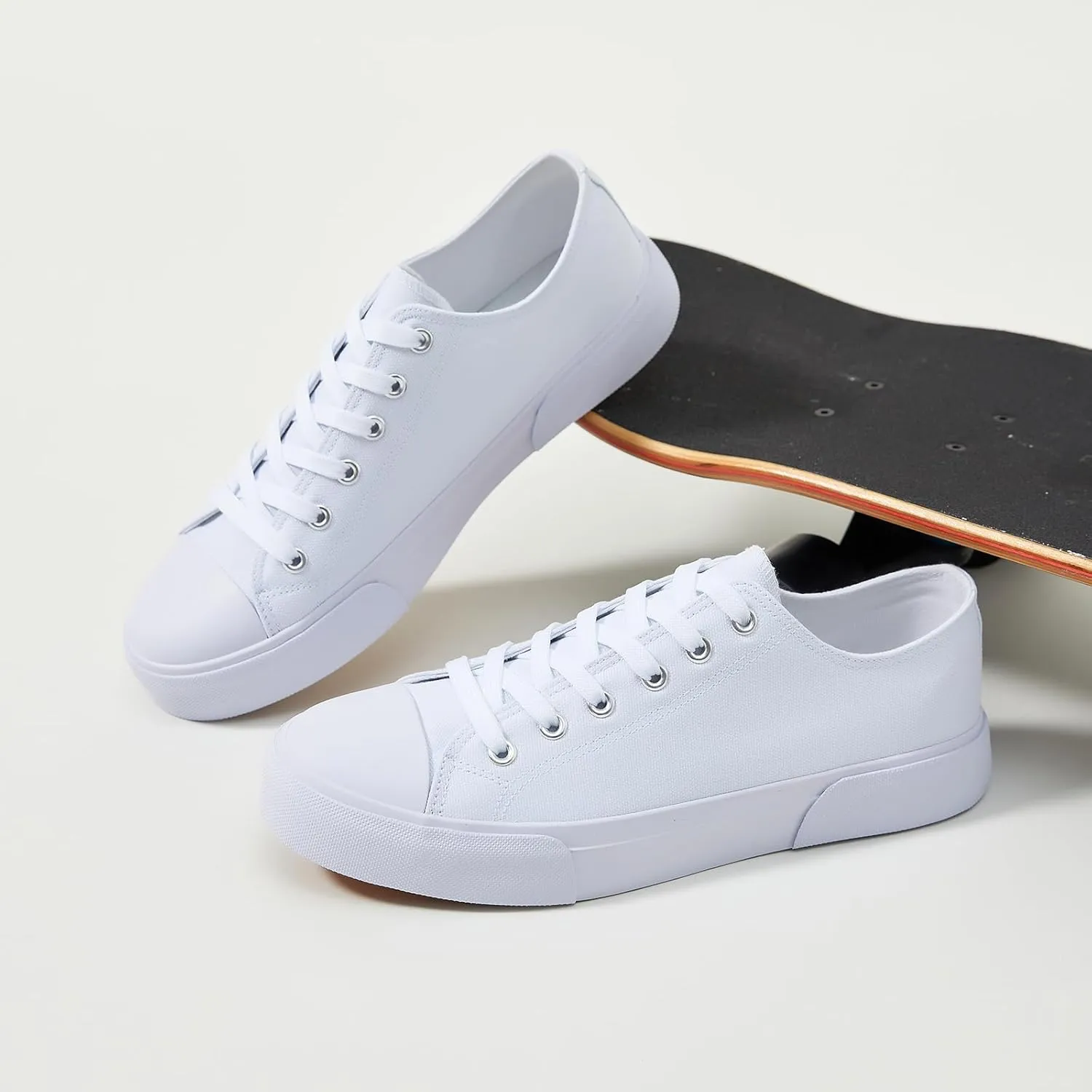 yageyan Men Canvas Low top Shoes Classic Casual Sneakers Black and White Fashion Shoes