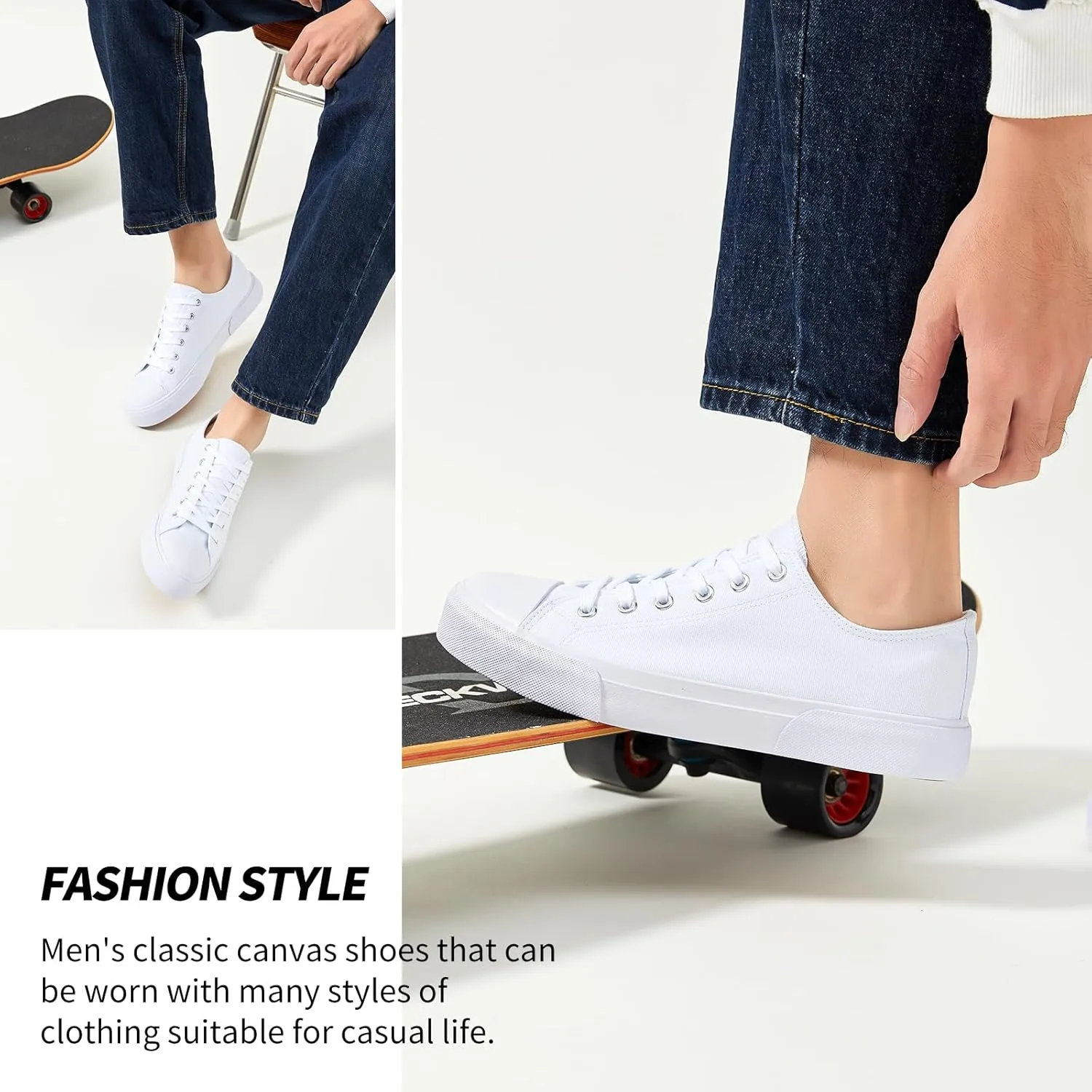 yageyan Men Canvas Low top Shoes Classic Casual Sneakers Black and White Fashion Shoes