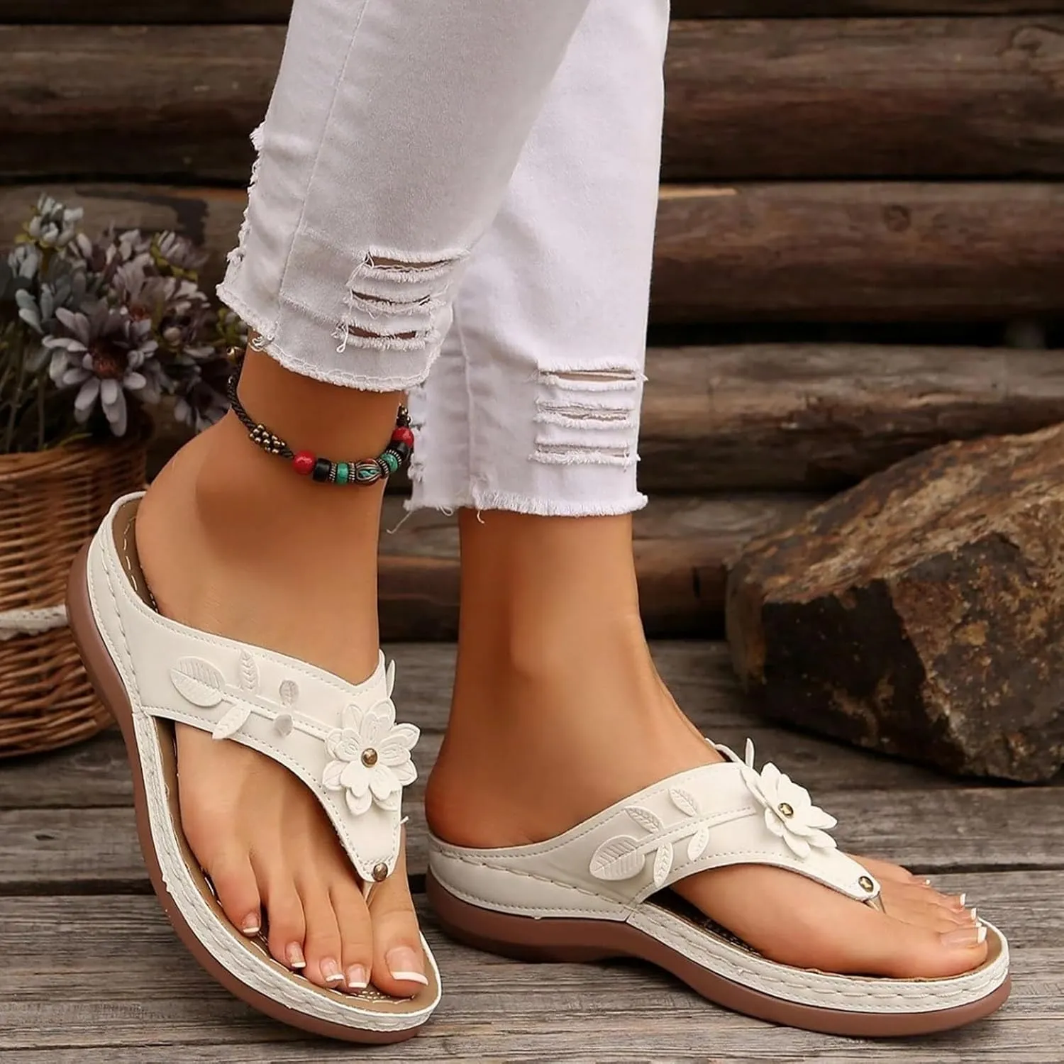 ZSpzx Women's Orthotic Cushion Flip Flops Recovery Walking Sandals for Women Foot Arch Support Plantar Fasciitis Bunion Wedge Slide Comfortable Dressy Summer Casual Womens Beach Shoes for Daily Wear
